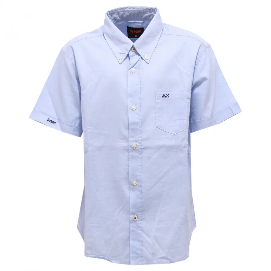 2858X camicia bimbo SUN 68 boy shirt light blue short sleeve