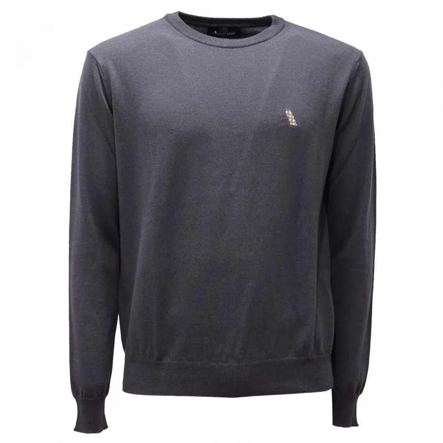 5357AF maglione uomo AQUASCUTUM dark grey wool sweater man