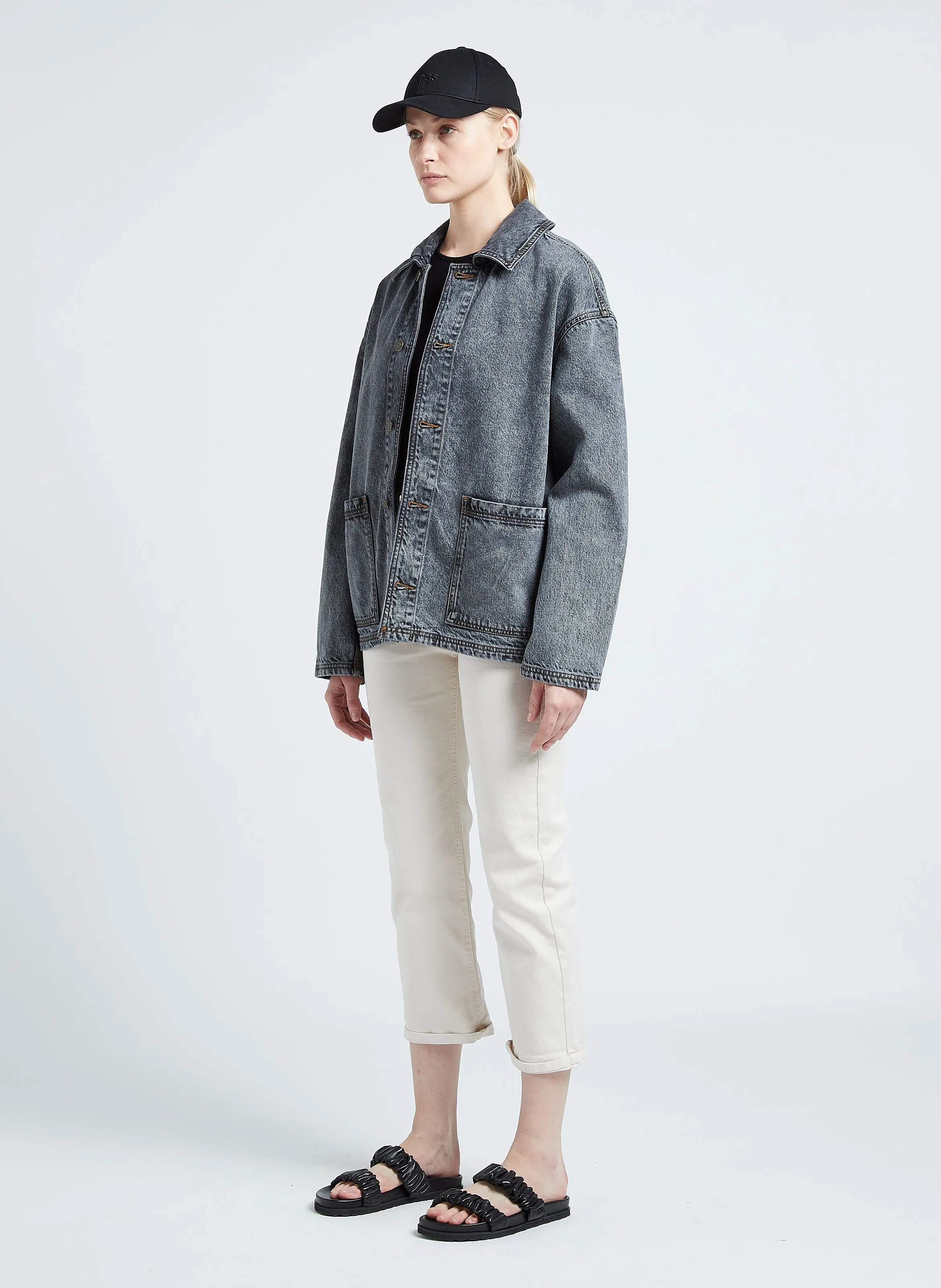  AMERICAN VINTAGE   YOPDAY - Giacca collo classico in cotone denim | Grigio