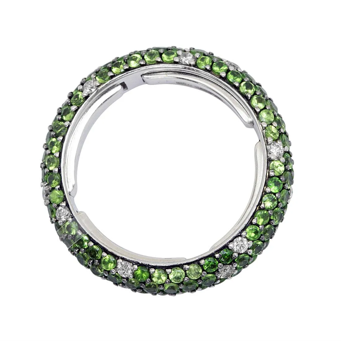 Anello eternity in oro bianco con diamanti ct 0.35 e tsavorite ct 3.00