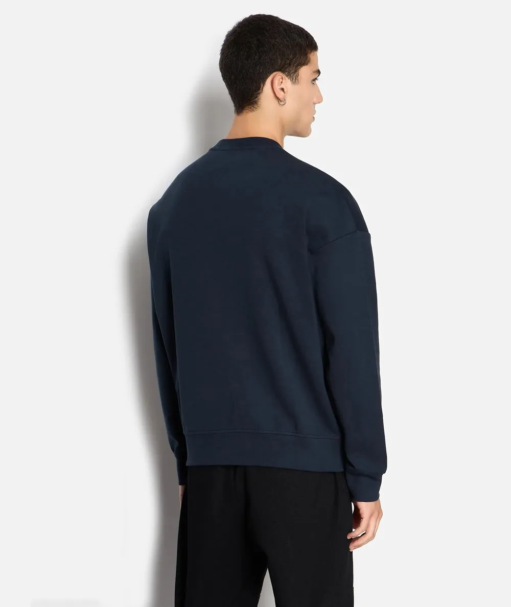 ARMANI EXCHANGE UOMO--Felpa girocollo con banda logata Armani Sustainability Values
