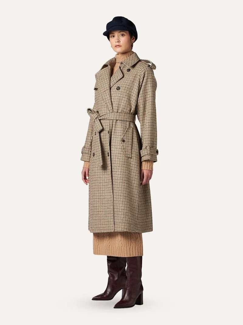 BALLANTYNE TRENCH IN 100% LANA PIED DE POULE