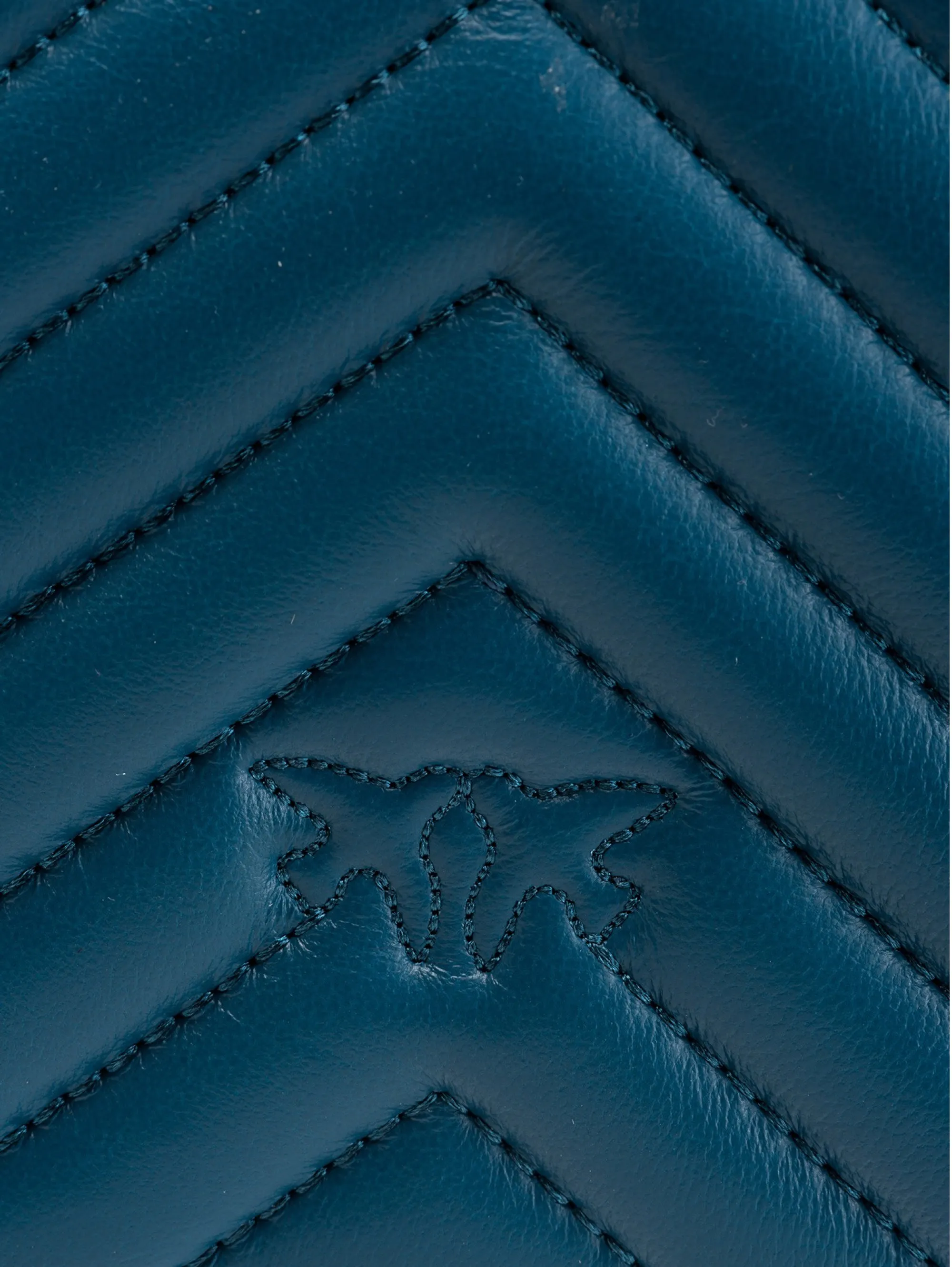 Borsa Mini Chevron a Tracolla Ottanio