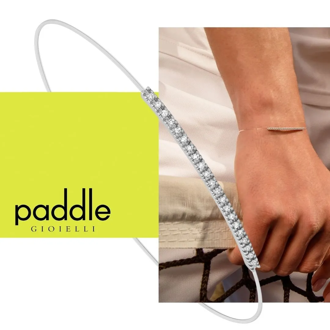 Bracciale Paddle in Nylon e Barretta Tennis Oro Bianco e Diamanti