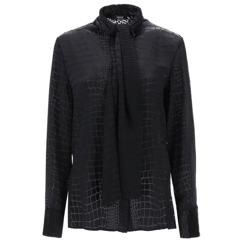 Camicia lavallière effetto coccodrillo