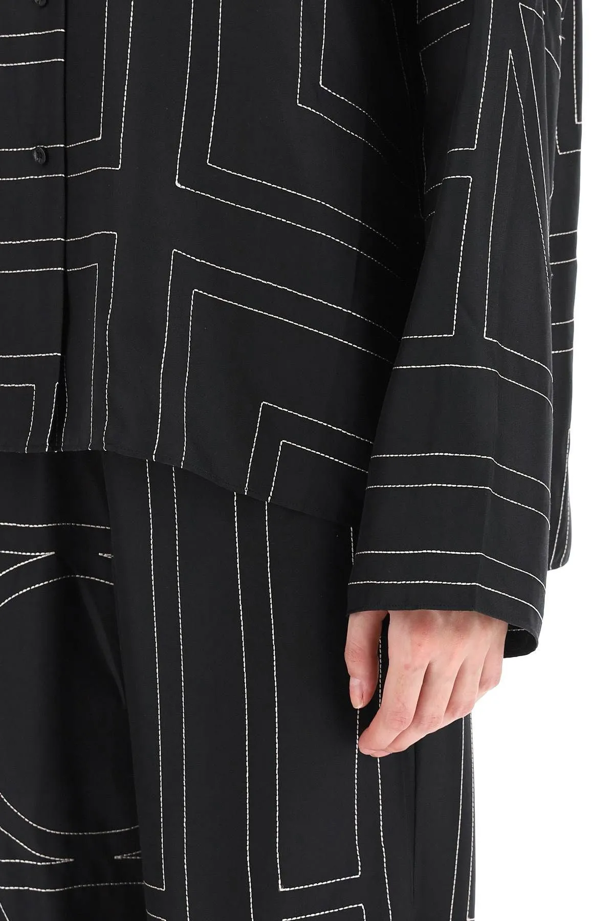 Camicia Monogram in twill di seta