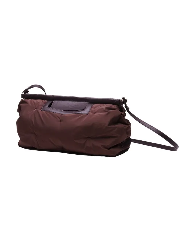 Catarzi Asia borsa in nylon trapuntato a mano marrone