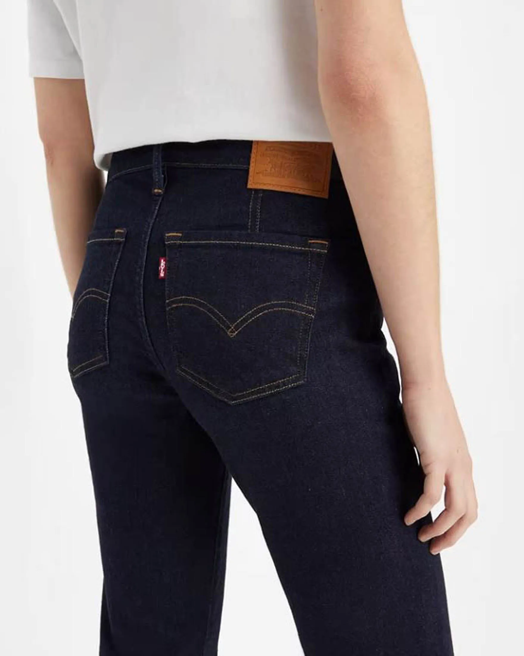 Jeans modello 712 blu in cotone e tencel a vita alta a taglio slim