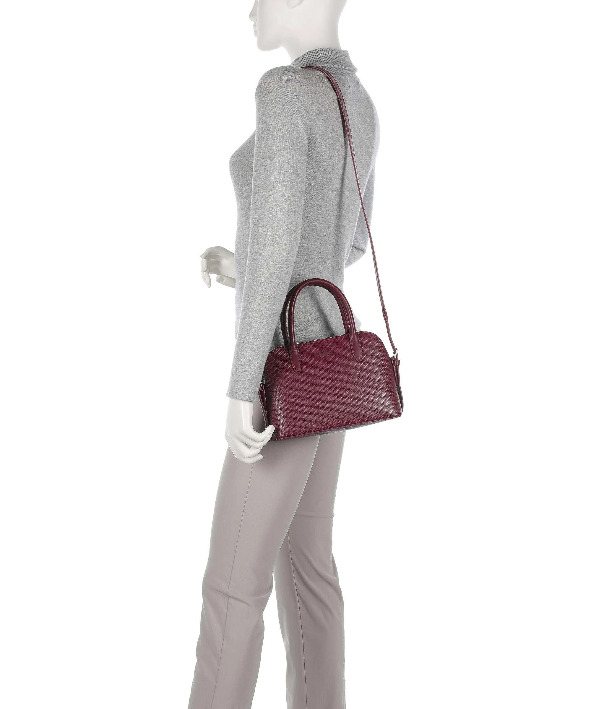  Lacoste Chantaco Borsa a mano pelle bovina rosso scuro  