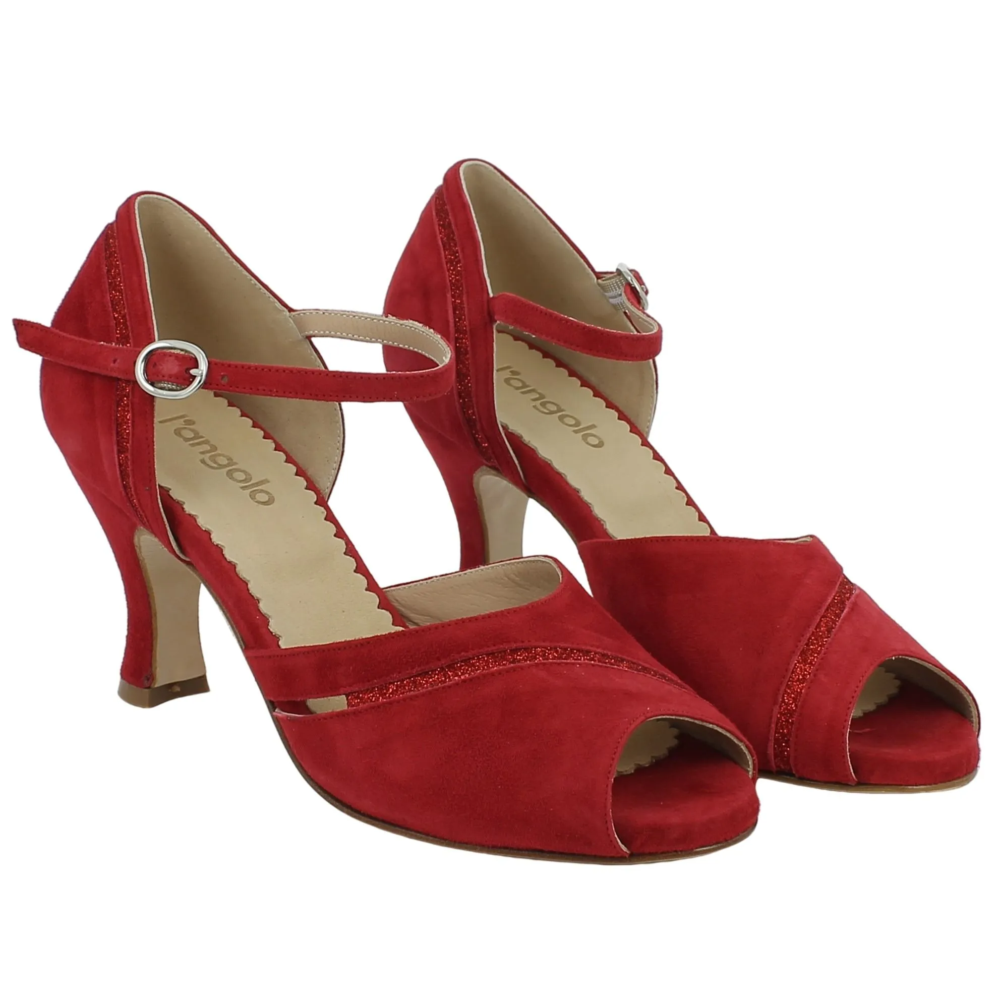 L'Angolo  Scarpa Da Ballo Rossa Con Glitter 