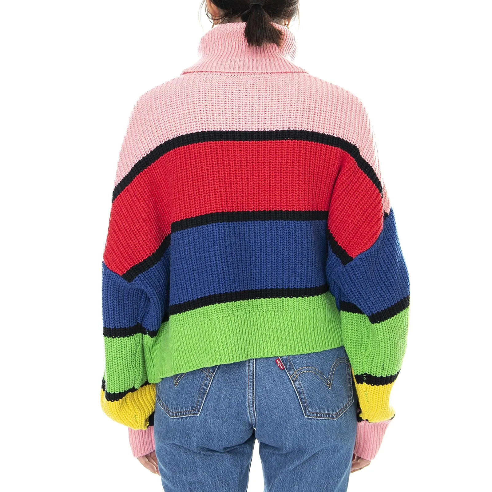 Lazy Oaf Bright Stripe - Maglione Collo Alto Donna Multicolore    