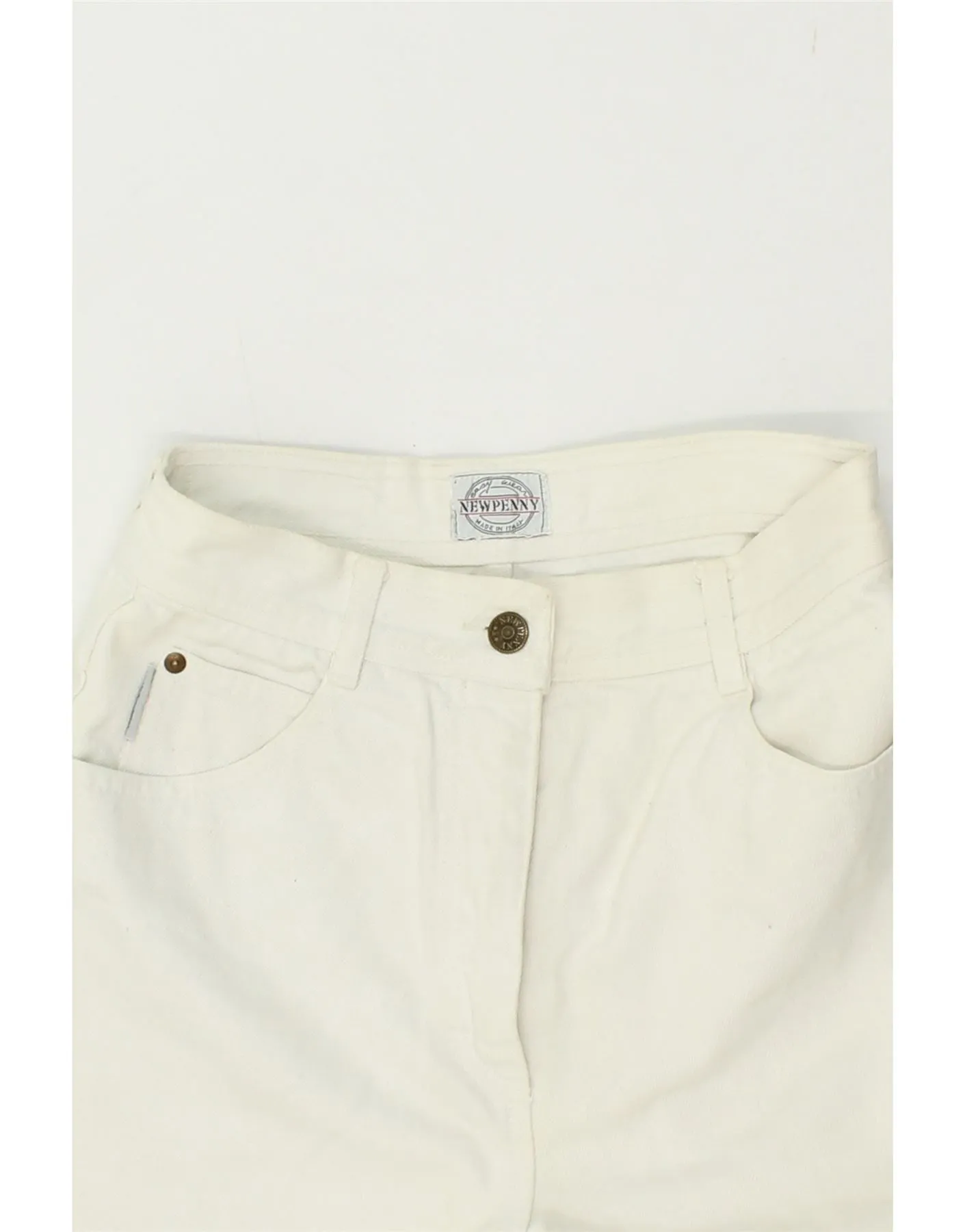 NEW PENNY Womens High Waist Denim Shorts IT 42 Medium W30  White