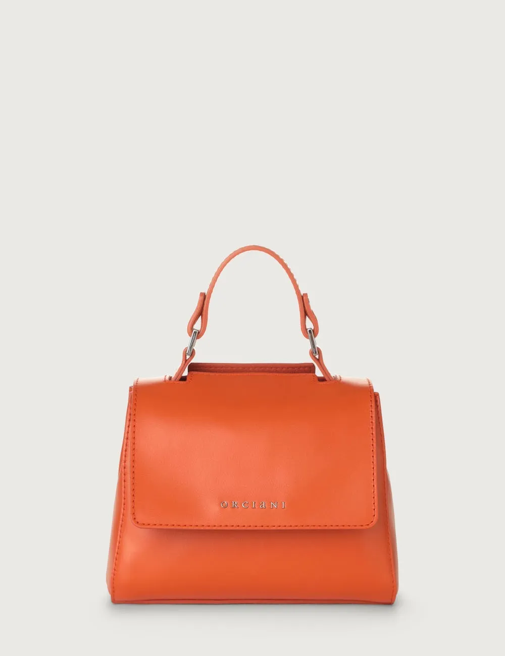 Orciani     Borsa Sveva Vanity Mini a mano in pelle con tracolla arancio