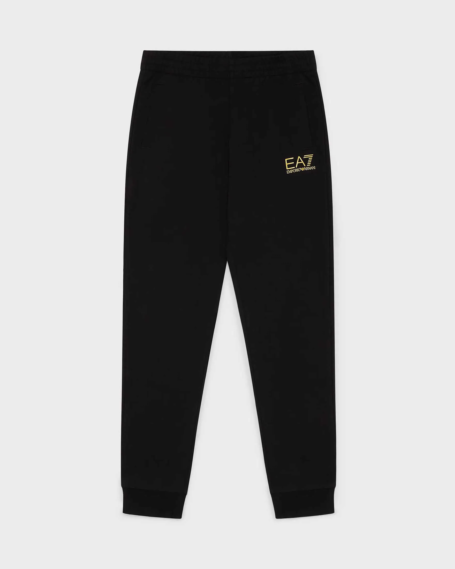 Pantalone jogger nero in felpa di cotone con logo oro 4-8 anni