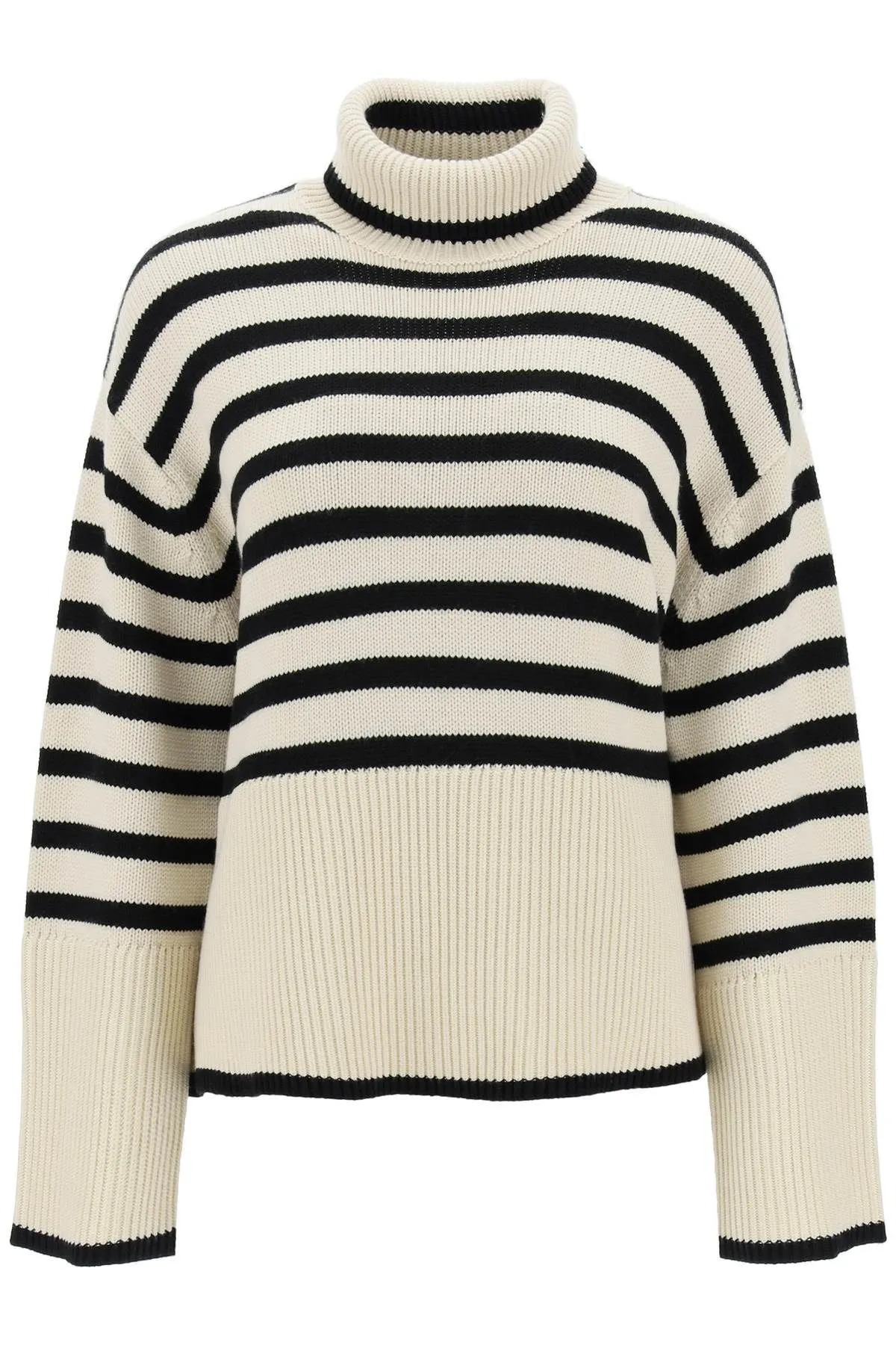 Pullover a righe in lana e cotone