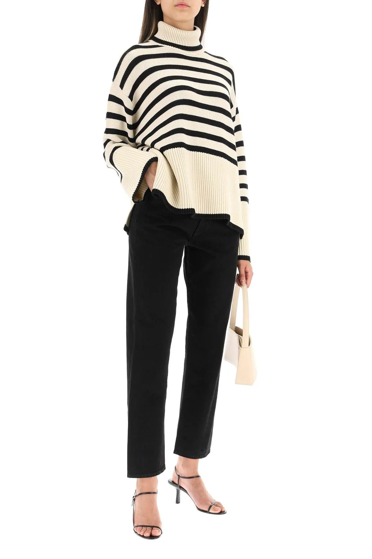 Pullover a righe in lana e cotone