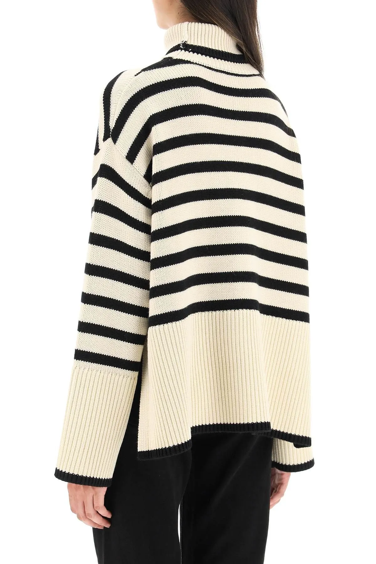 Pullover a righe in lana e cotone