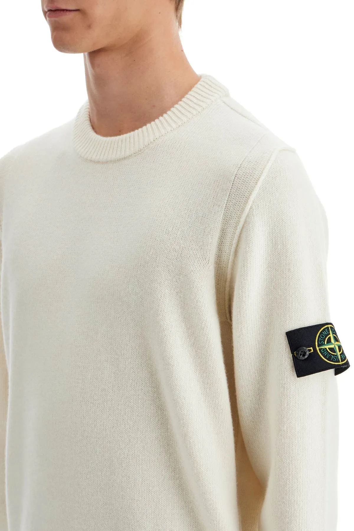 Pullover girocollo in misto lana