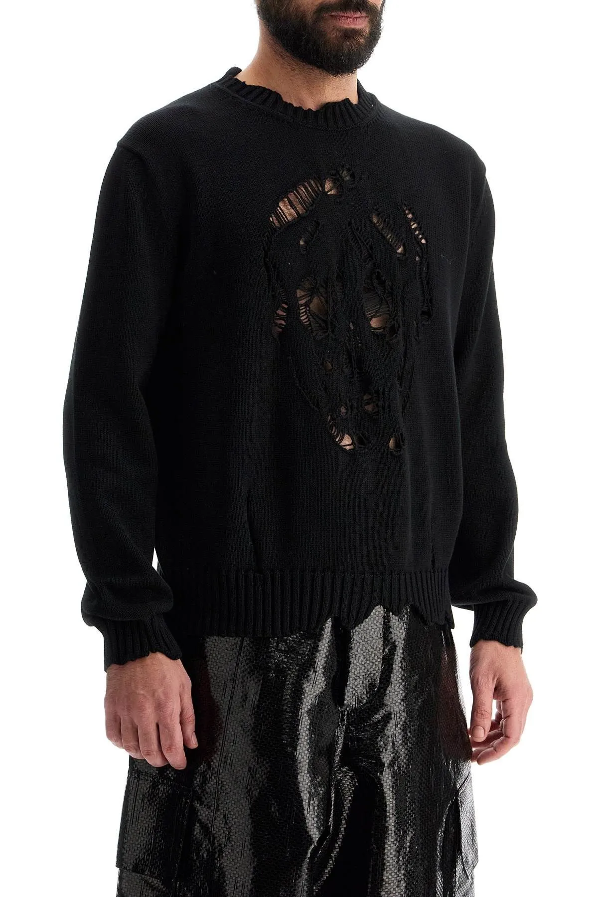 Pullover Skull effetto consumato