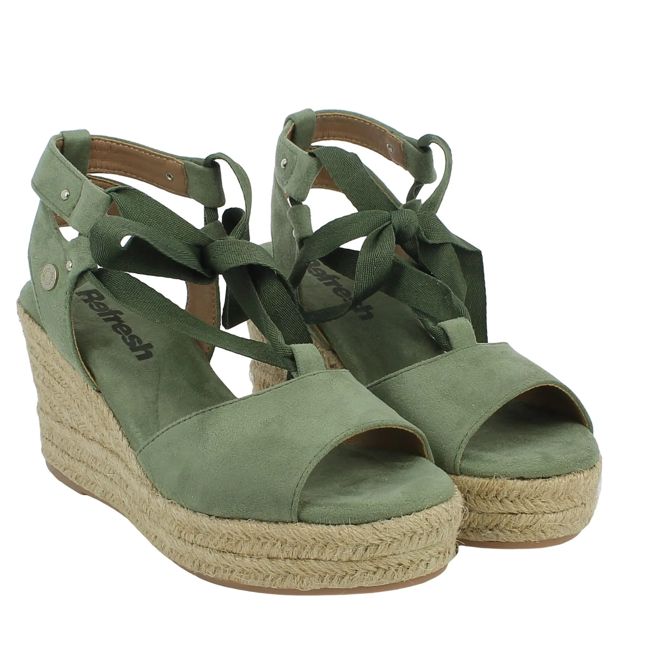 Refresh  Sandalo schiava kaki con zeppa in corda 