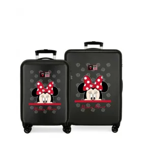 SET 2 TROLLEY DA VIAGGIO MY PRETTY BOW MINNIE DISNEY ORIGINAL VALIGIE ABS 4 RUOTE 1CABINA 37X55X20CM 1STIVA 40X68X26CM