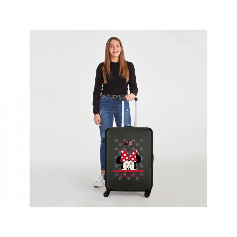 SET 2 TROLLEY DA VIAGGIO MY PRETTY BOW MINNIE DISNEY ORIGINAL VALIGIE ABS 4 RUOTE 1CABINA 37X55X20CM 1STIVA 40X68X26CM