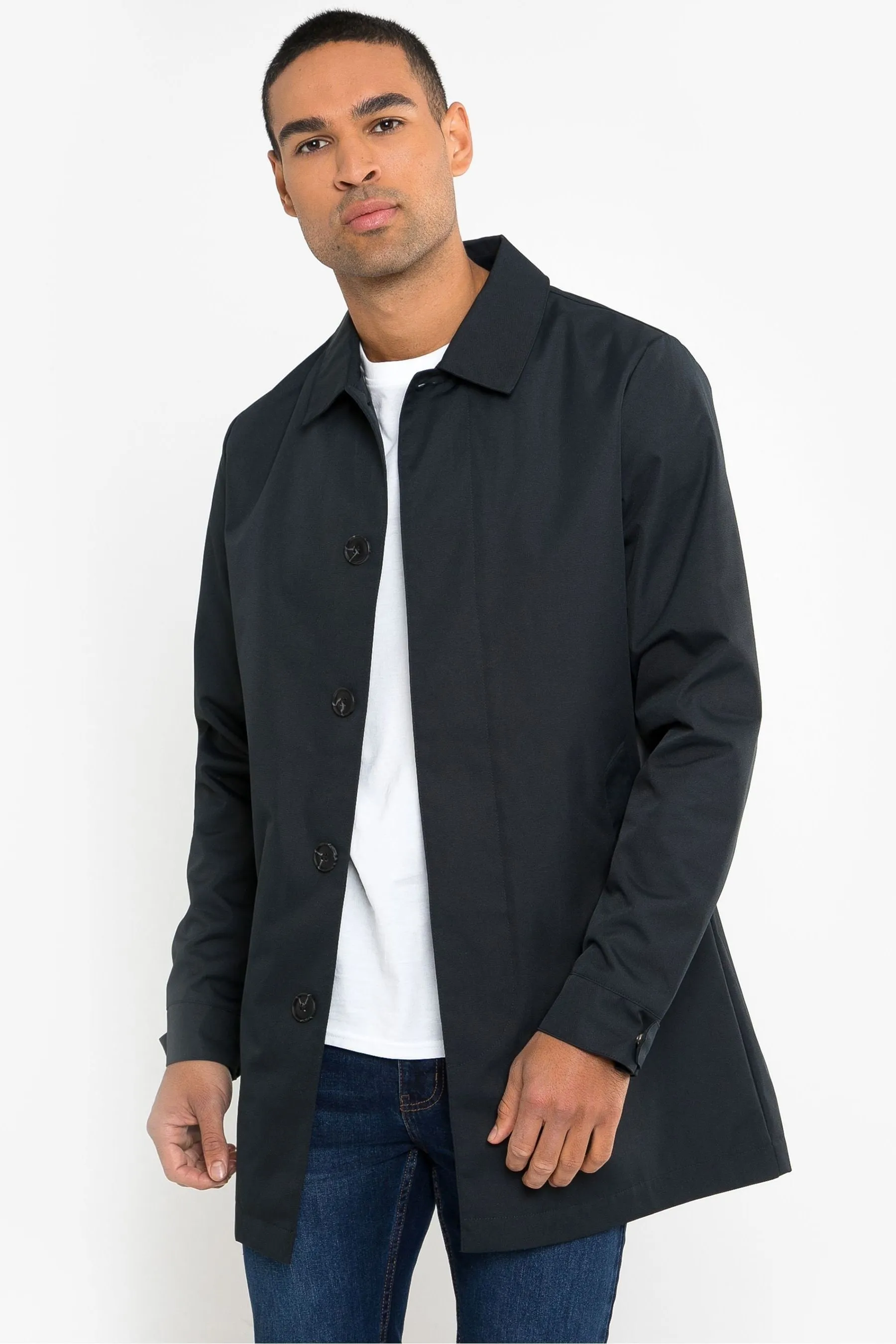Threadbare Showerproof Longline Tailored Trench Jacket    