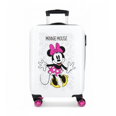 TROLLEY DA VIAGGIO MINNIE ENJOY THE LOVE DISNEY ORIGINAL BLACK VALIGIA ABS 4 RUOTE FUCSIA BAGAGLIO DA CABINA 38X20X55CM
